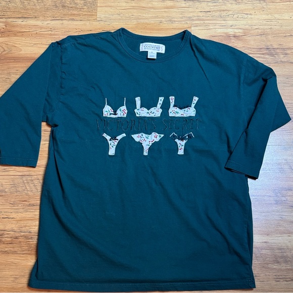 90’s Vintage Victoria Secret Country Holiday Sleep Shirt Sz S Green - Picture 3 of 7